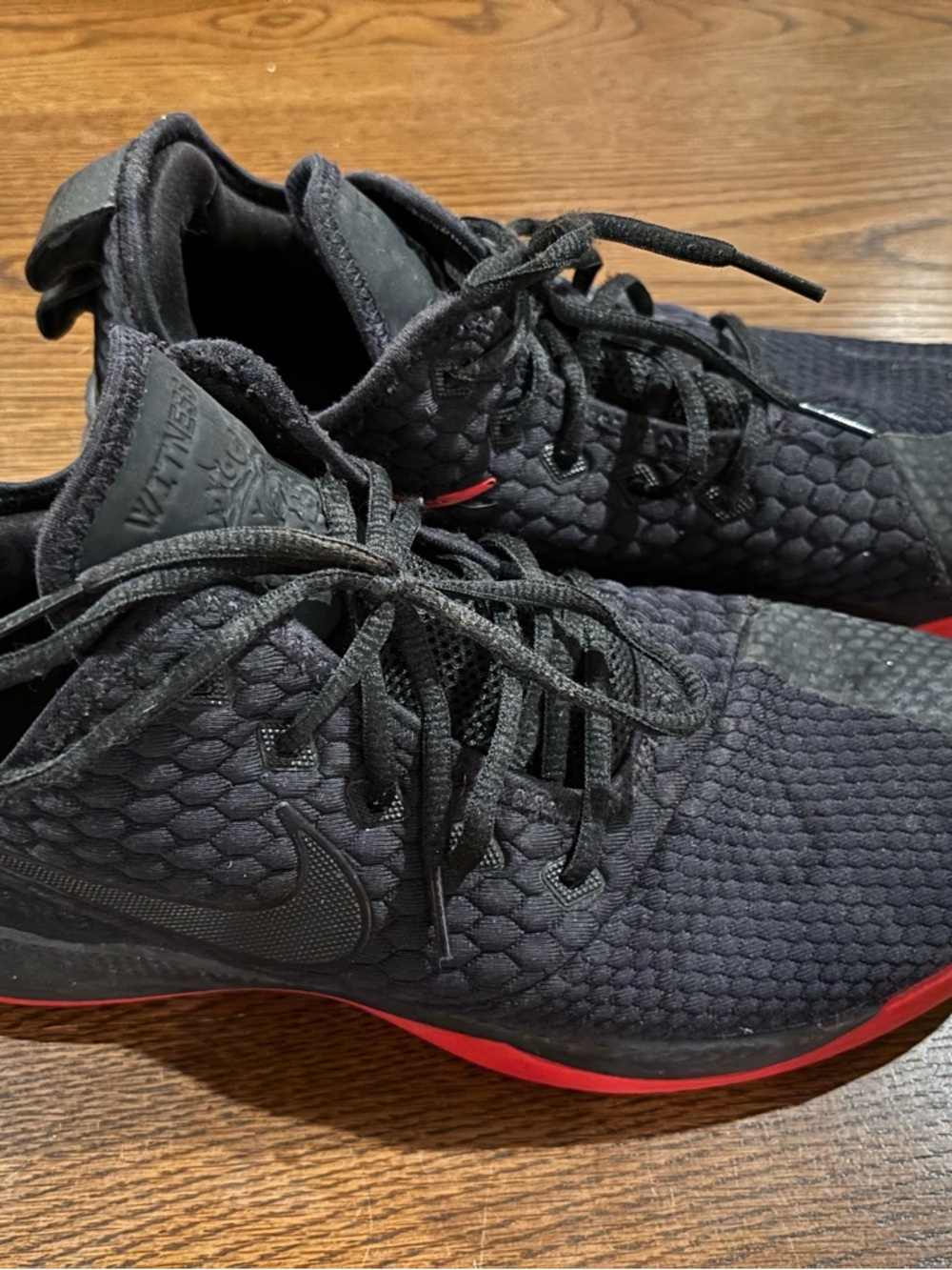 Men's Black Athletic Trainers with Red Outsole